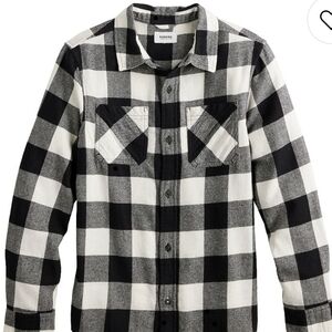 Sonoma Kids Plaid Button Down Shirt - Black and White